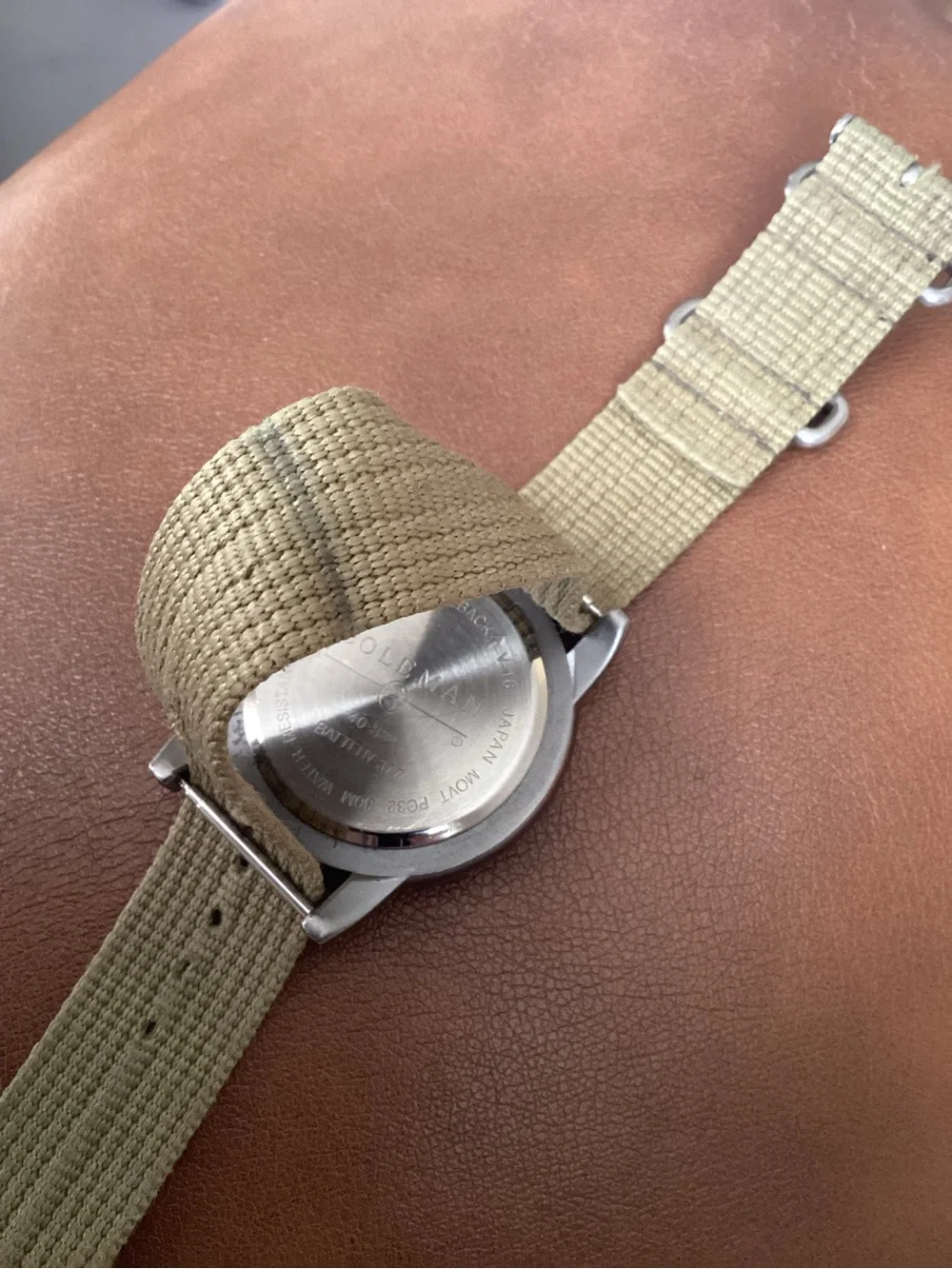 Coleman Olive Green Nylon Strap Field Watch with Date